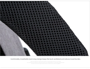 Detail of breathable honeycomb mesh shoulder straps on black commuter laptop backpack