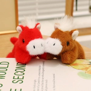 Cute plush pony horse magnets in red and brown with soft white manes for home decor