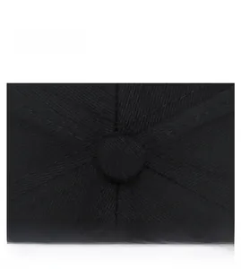 Macro shot of durable black twill cotton fabric and premium stitching on hat crown