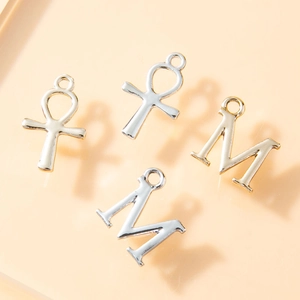 Letter M And Ankh Symbol Charms Pendants Alloy Plated Smooth For DIY Jewelry Making Necklaces Bracelets Earrings