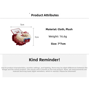 Detail view of red checkered and beige plush scrunchie with polka dot bow and dimensions