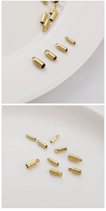 Detailed view of 14k gold-filled cord end caps for DIY jewelry necklace making
