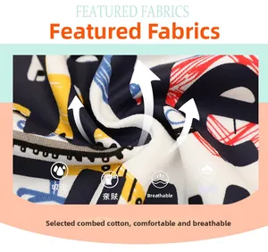 Close-up of soft combed cotton fabric with excavator print on a boy's sweatshirt