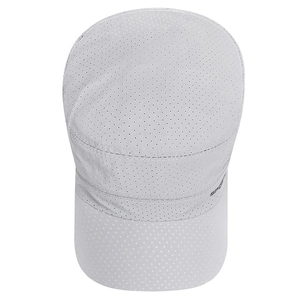 Light gray laser-cut mesh sports cap with breathable quick-dry fabric for outdoor running