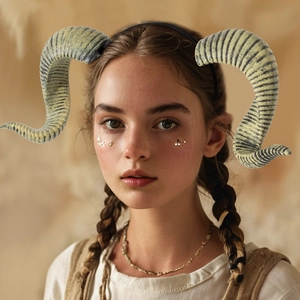 Realistic ram horn headband with weathered texture for Halloween cosplay party costumes