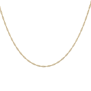 Minimalistische goldene Wasserwellen-Kette für Damen auf reinem weißem Hintergrund