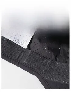 Macro view of wide sweatband and breathable mesh lining inside the black sports cap