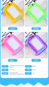 Mini magnetic drawing board set in four colors with pen and hanging clips for kids