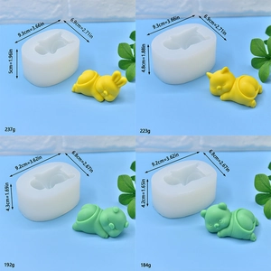 Silicone molds for bunny cat pig and panda shapes with dimensions and finished product samples