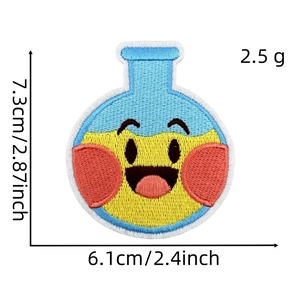 Detailed view of flask embroidery patch with size dimensions and weight info