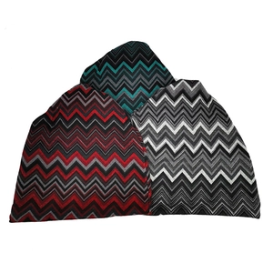 Three-piece set of knitted beanies with retro chevron wave patterns for winter warmth