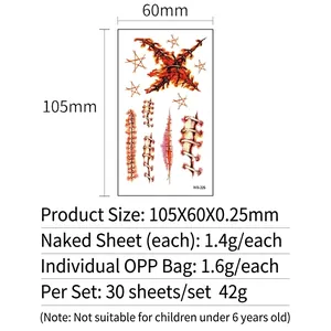 Waterproof Halloween temporary tattoo stickers with realistic horror wound and scar designs