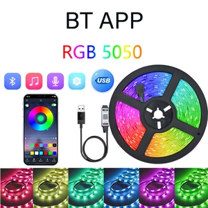 5050 RGB LED strip set with Bluetooth app control and USB cable connection detail
