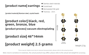 Spécifications de taille pour boucles d'oreilles fleurs en cristal et acier plaqué or