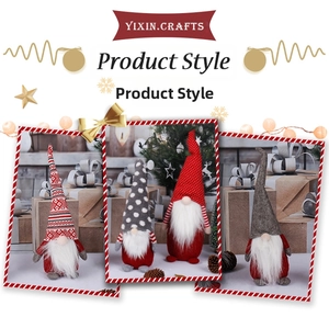Detail showing four styles of Nordic Christmas gnomes with different festive patterned hats