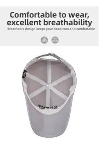 Detail view of quick-dry baseball cap interior showing moisture band and metal buckle