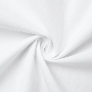 Close-up of soft white cotton fabric texture with loose weave and elegant drape detail