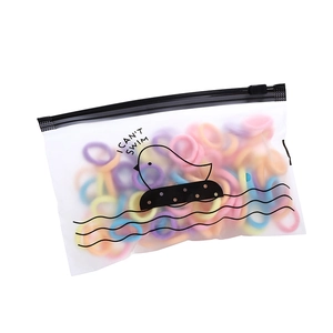 Elastic colorful hair bands set for girls in a waterproof cartoon storage bag