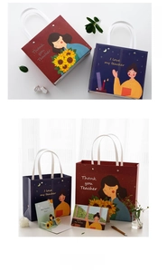 Detail of Teacher Appreciation gift bags with gold stamping and floral greeting cards