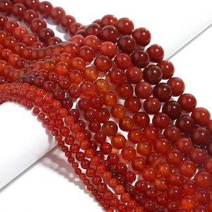 Natural Red Agate Round Loose Beads Gemstone For DIY Jewelry Making Polished Smooth Stone Accessories