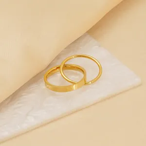 Interlocking Double Ring 18K Gold Plated Stainless Steel Rotating Anti Anxiety Fidget Minimalist Jewelry For Women