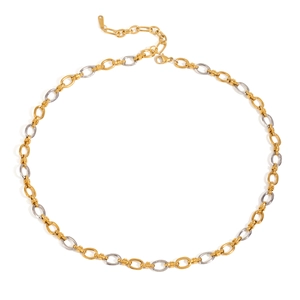 Minimalist gold and silver two-tone S925 sterling silver chain necklace with lobster clasp