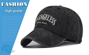 Detailed view of high quality vintage washed cotton baseball cap with 3D embroidery