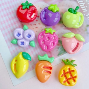 Colorful resin fruit and vegetable DIY charms including strawberry and carrot for crafts