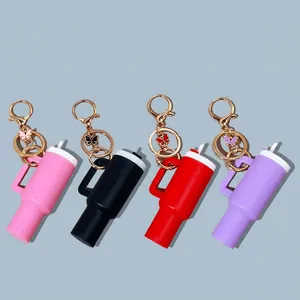 Mini Water Bottle Keychain With Butterfly Charm Silicone Plastic Backpack Pendant Lipstick Holder Novelty Gift For Women