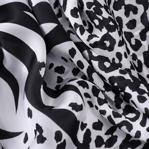 Chic black and white leopard print lightweight scarf shawl with soft fabric texture