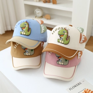 Kids Baseball Cap Cartoon Dinosaur Dimensional Fin Cotton Polyester Breathable Sun Hat Adjustable For Toddler Boys Girls