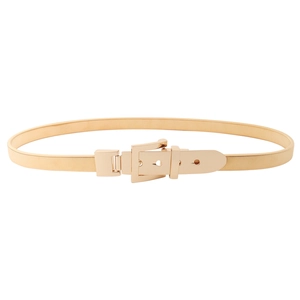 Elegant gold metal spring elastic waist belt with square buckle for women's dresses