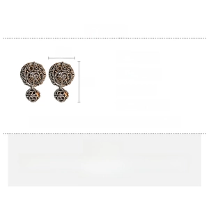 Detailed size and material parameters for vintage hollow round alloy earrings with silver needles