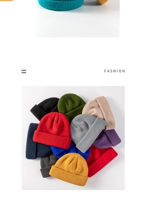 Detailed view of ribbed knit texture and a vibrant multi-color stack of beanies