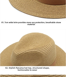 Dettaglio della trama fitta in paglia e della fascia marrone sul cappello Panama