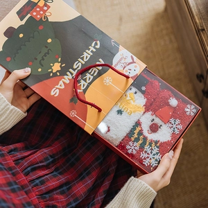 3-pair Christmas coral fleece socks gift set with Santa and reindeer patterns