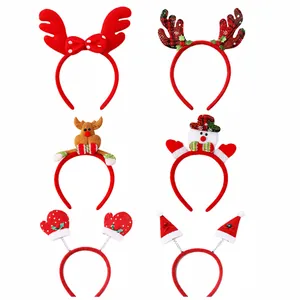 Christmas Headband Reindeer Antler Santa Snowman Party Hair Accessories Plush Sequin Holiday Decor For Kids Adults