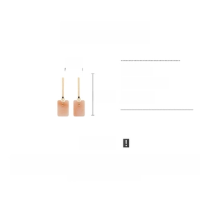Detail view of long square acetate earrings with dimensions 11.5cm by 3cm and gold-tone finish