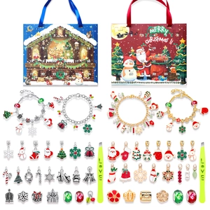 Christmas Advent Calendar jewelry set with two gift bags, bracelets and festive charms