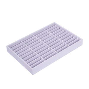 Purple velvet jewelry tray with multi-grid slots for rings and earrings storage