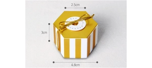 Mini hexagonal gift box with gold-stamped stripes and 4.8cm dimension specifications