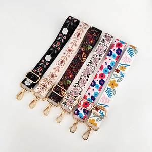 Adjustable Replacement Bag Strap Printed Polyester Fabric Ethnic Floral Pattern Crossbody Shoulder Bag Straps Metal Buckles