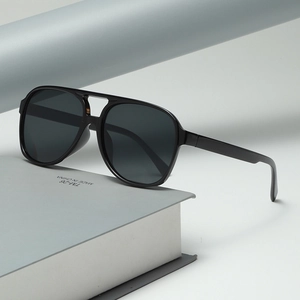Retro Aviator Sunglasses Double Bridge PC Frame AC Lens UV400 Protection Fashion Large Frame Eyewear For Men Women