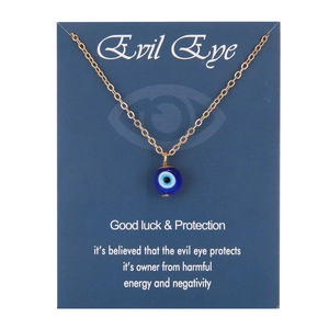Collier Pendentif Mauvais Œil Verre Protection Chance Nazar Perle Alliage Doré Chaîne O Bijoux Minimalistes