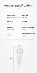 Detailed technical diagram showing dimensions and specs of the multi-functional jar opener