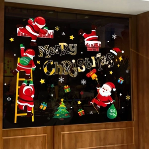 Stickers de fenêtre de Noël avec Père Noël et décorations de sapin Joyeux Noël