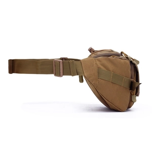Tactical waterproof waist bag in coyote brown with MOLLE system and nylon straps