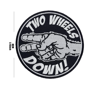 Drone Pilot Two Wheels Down embroidered motorcycle tactical backpack patch 8cm diameter