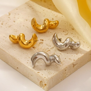 Irregular Twisted Geometric Hoop Earrings 18K Gold Plated Stainless Steel Elegant Minimalist Jewelry For Women