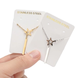 Minimalist 18K gold and silver stainless steel necklace with star and bar pendants